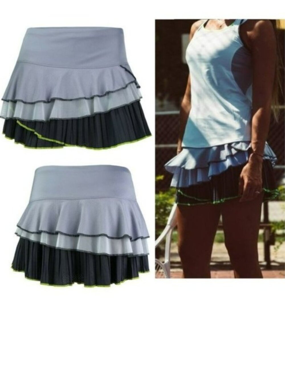 Nwt Lucky In Love Pleated Tennis Skort Skirt Gray M Medium